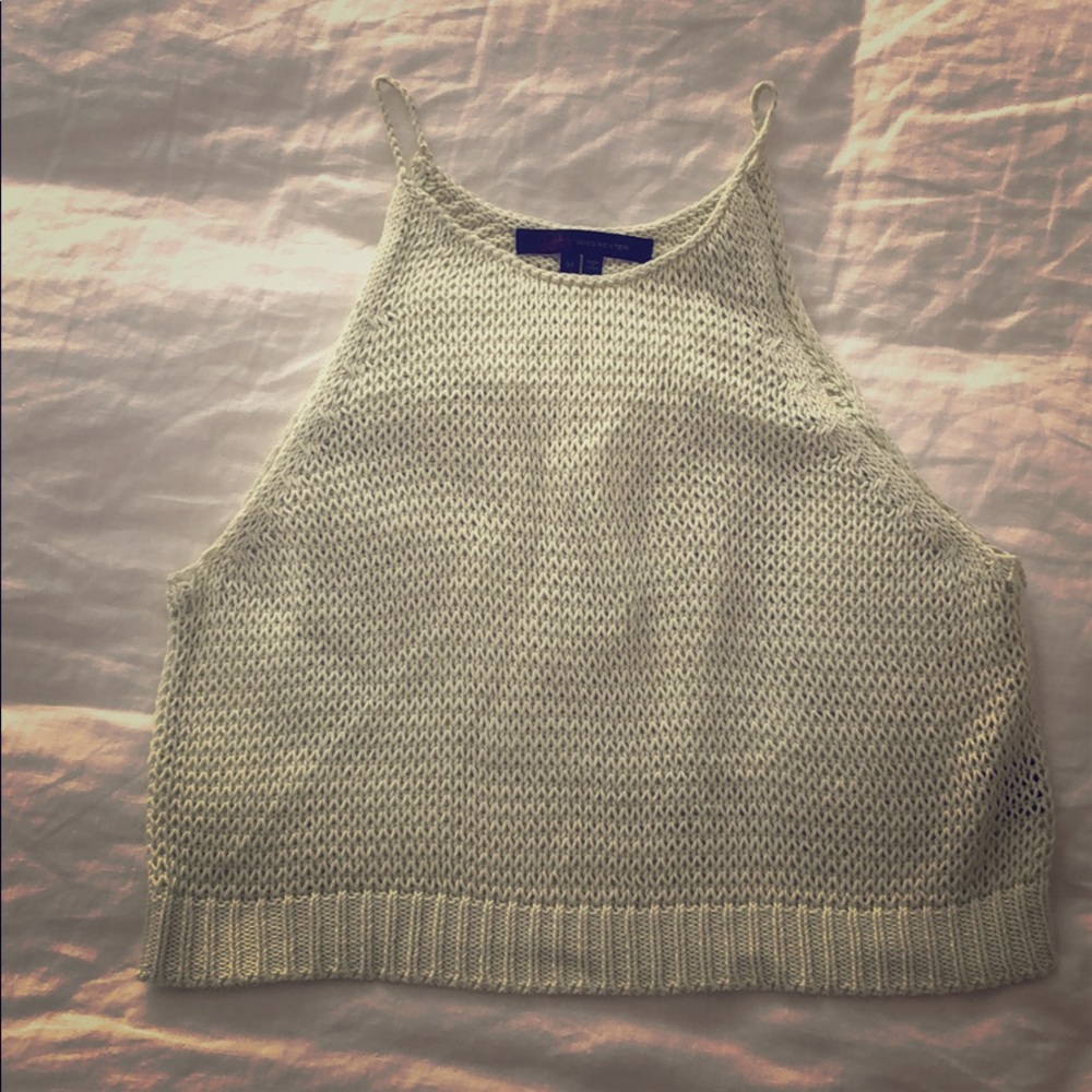 Cropped sweater-knit tank